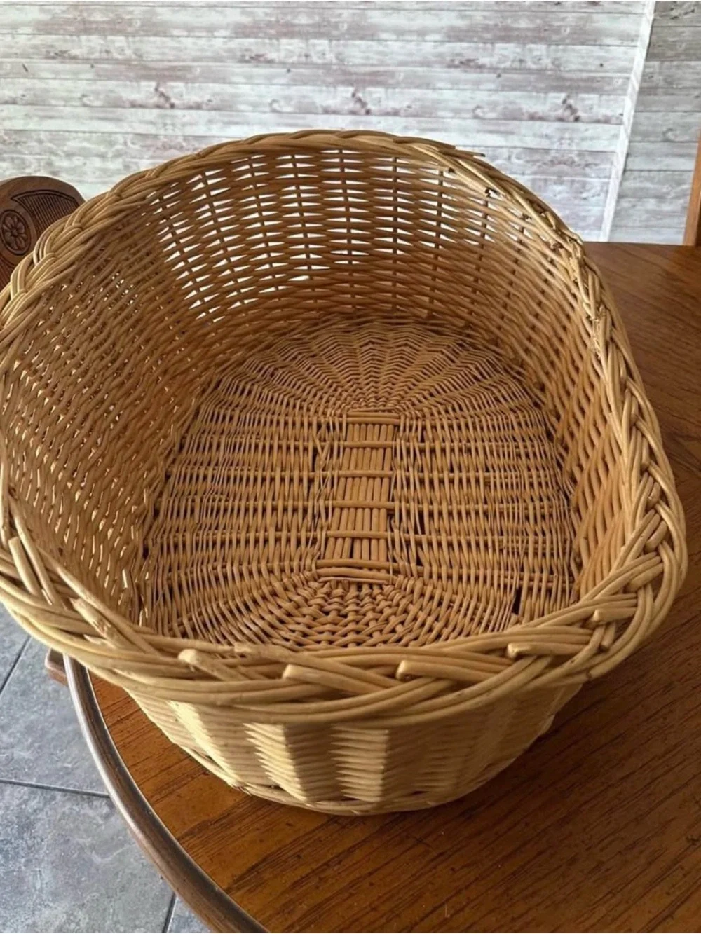 Woven Natural Rattan Pet Bed Basket - Natural